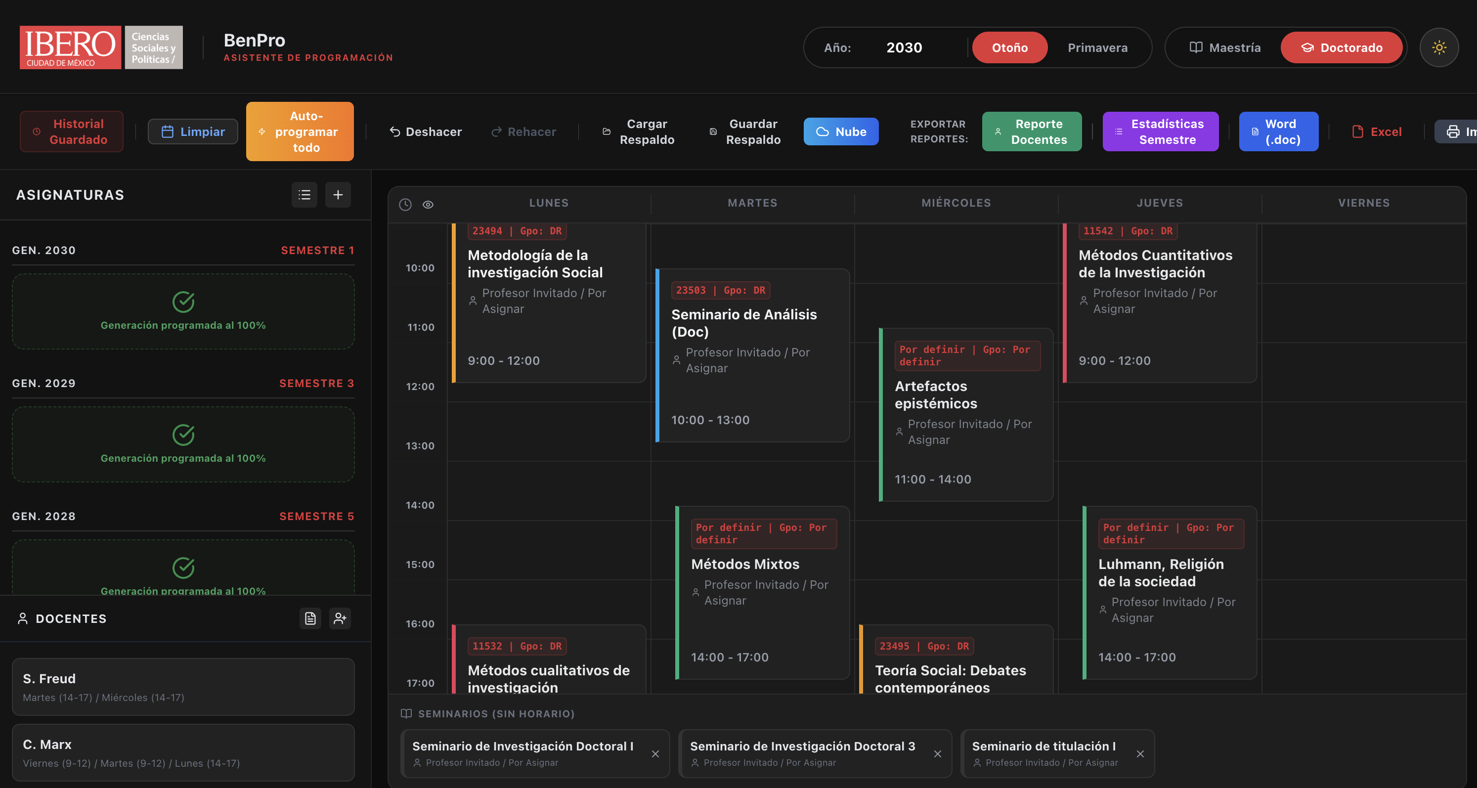 BenPro: asistente de programación académica